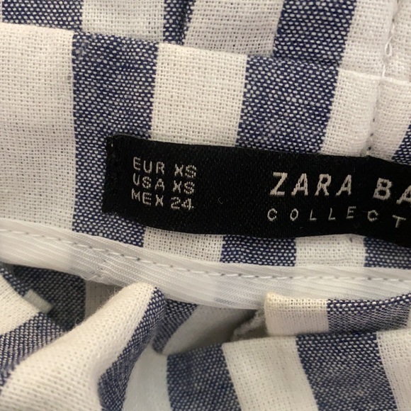 Zara Chambray Striped Paper Bag Waist Pants XS - Picture 8 of 8